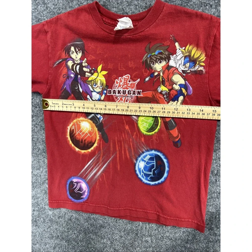 Vintage Y2K Bakugan Battle Brawlers Red Graphic T-Shirt Kids Youth XS Delta